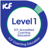 ICF認定Level 1プログラムのマーク（ICF-Accredited Coaching Education Level 1）
